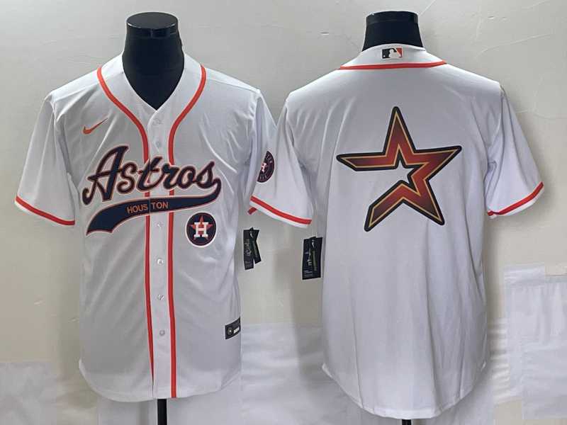 Mens Houston Astros White Team Big Logo Cool Base Stitched Jersey